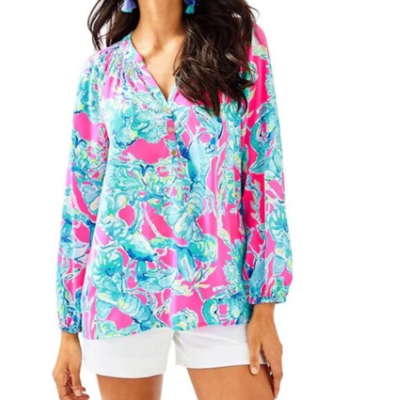 Lilly Pulitzer Tops - Lilly Pulitzer Elsa Top, Lobster In Love, Size L